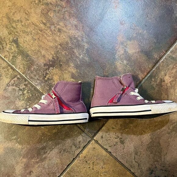 All Star Converse Girl’s Purple Chuck Taylor Zip High Tops 12.5 - Picture 13 of 13